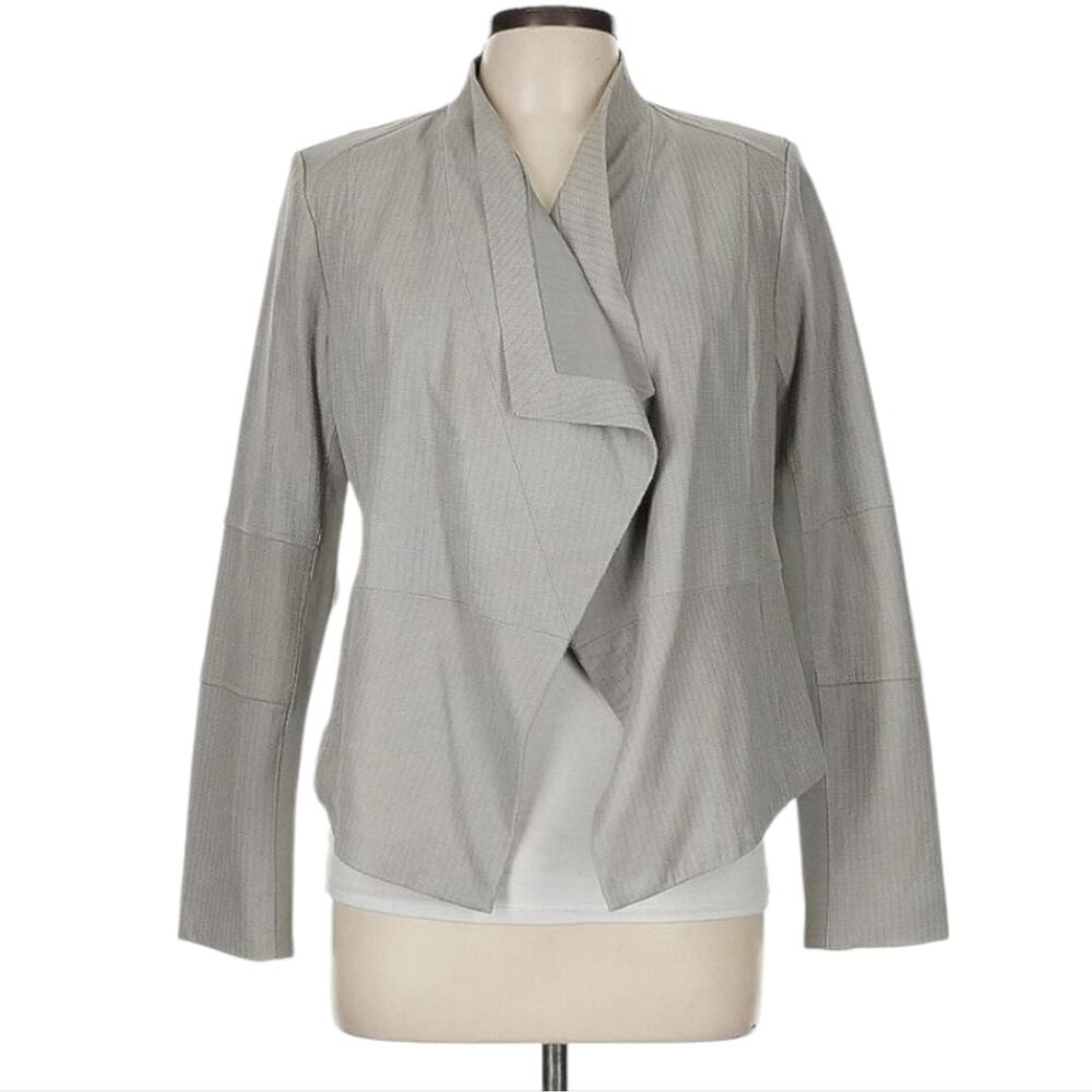 G.I.L.I. Got It Love It Elegant Gray Leather Waterfall Women's Jacket Size‎ 10